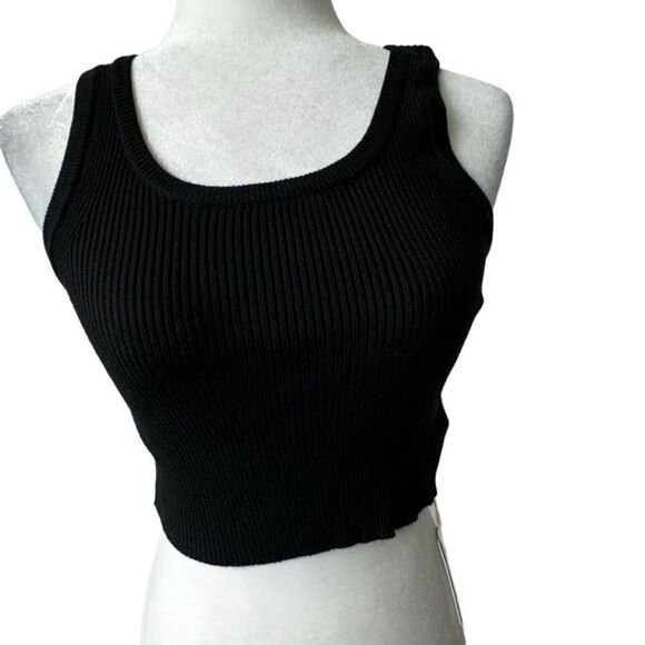 Commense Black Tank Top Cropped Ribbed Knit SZ XS NWT - Picture 10 of 10